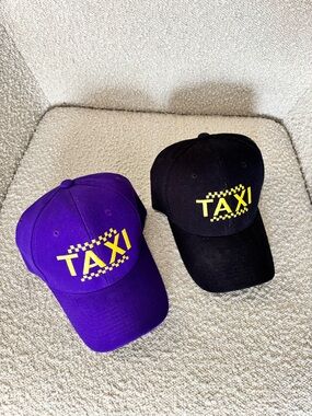 Taxi Embroidered Baseball Cap | Set of 2 | Purple and Black